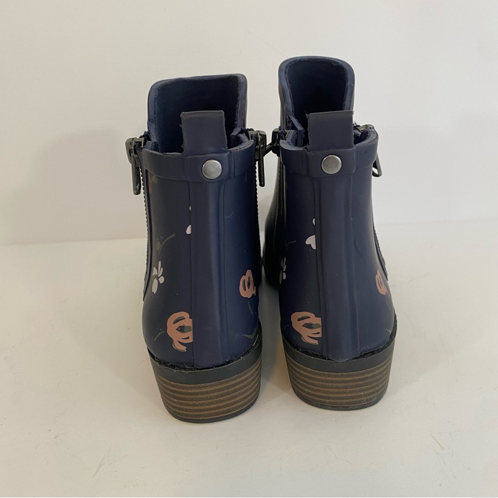 Lucky Brand Basel Rain ankle boot double zip navy blue floral print women size 7 - Picture 4 of 10